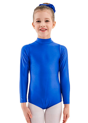 Girls Turtleneck Long Sleeve Blue Leotard