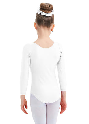 Girls Long Sleeve White Leotard Ballet Dancewear