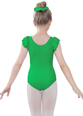 Green Ruffle Short Sleeve Leotard