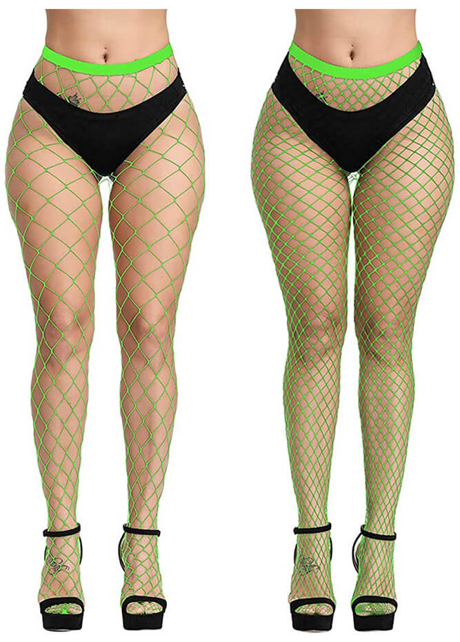 green fishnet tights