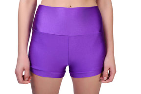 purple high waisted yoga shorts