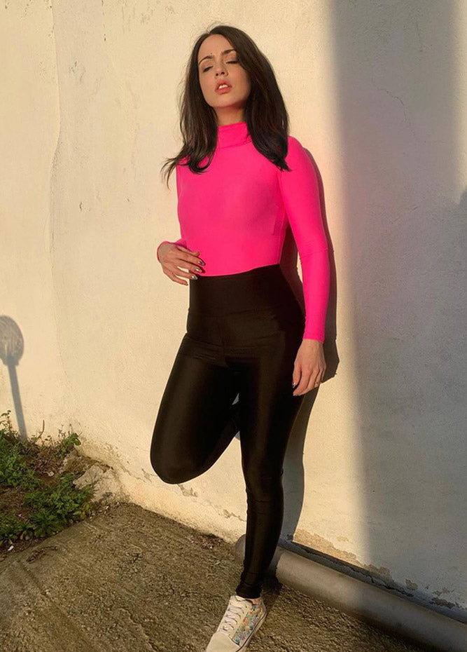 Womens Long Sleeve Turtleneck Back Zipper Leotard