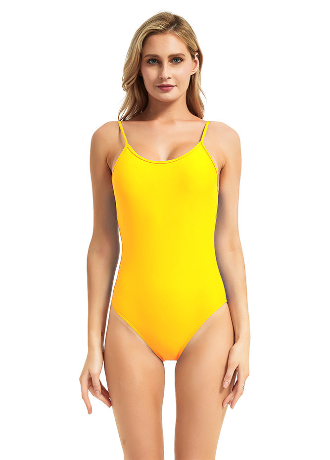 yellow low back swimsuit
