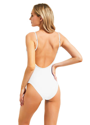 white low back swimsuit