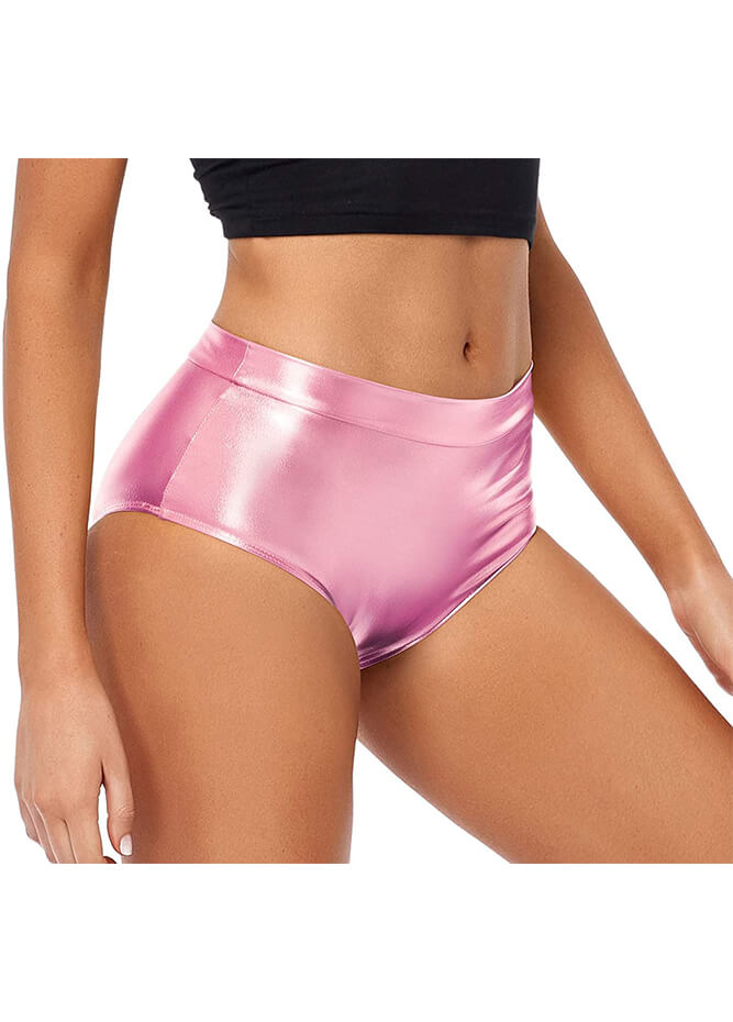 Women's Shiny Metallic Booty Shorts Cut Out Bottoms Briefs High Cut Dance  Underwear Shorts