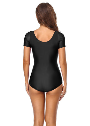 Black short sleeve leotard