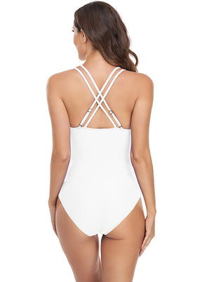 Ladies V Neck One Piece Swimsuit
