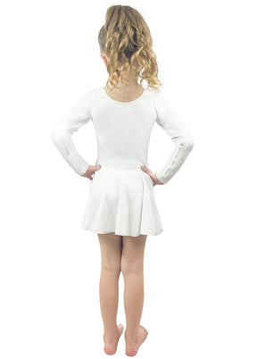 Long Sleeve White Leotard with Skirt Flower Girls