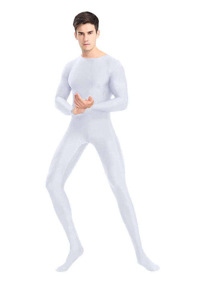 Mens Spandex Long Sleeve Unitard with Footed