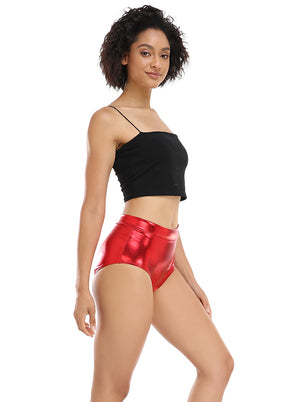 Red high waisted booty shorts