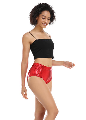 Red high waisted booty shorts
