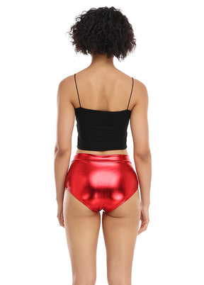 Red high waisted booty shorts