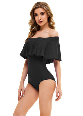 black off the shoulder swimsuit