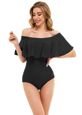 black off the shoulder swimsuit