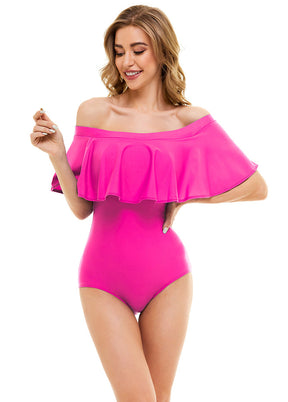 Hot pink off the shoulder swimsuit