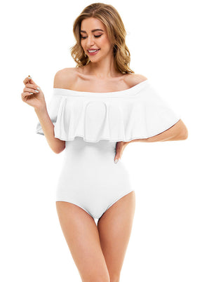Speerise Womens Off Shoulder Ruffle Bodysuit