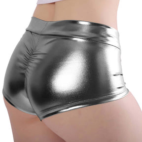 Ladies Shiny Metallic Rave Booty Shorts