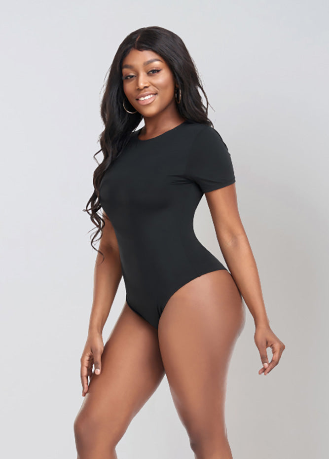 black short sleeve bodysuit