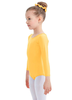 Girls Nude Roundneck Long Sleeve Leotard