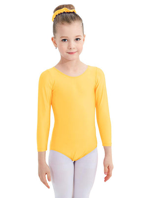 Girls Nude Roundneck Long Sleeve Leotard