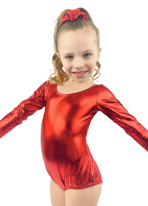 Speerise Girls Shiny Metallic Long Sleeve Leotard