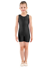 Girls Short Black Tank Unitard Biketard