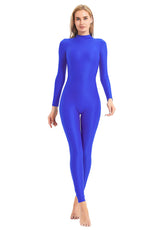 Ladies Blue Turtleneck Long Sleeve Unitard