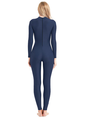 Ladies Blue Turtleneck Long Sleeve Unitard