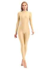 Ladies Nude Turtleneck Long Sleeve Unitard