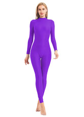 Ladies Purple Turtleneck Long Sleeve Unitard
