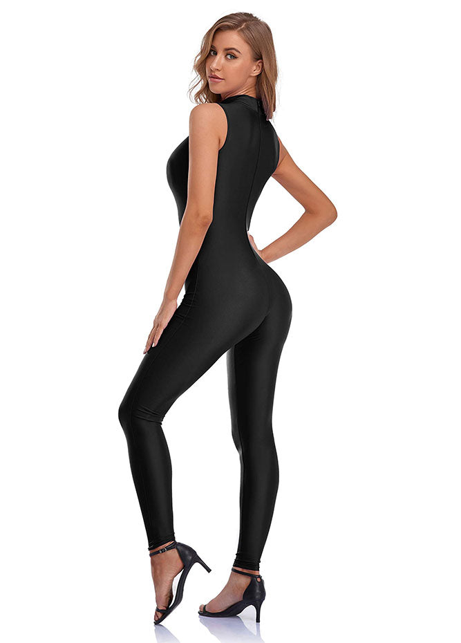 Womens Sleeveless Turtleneck Bodycon Unitard