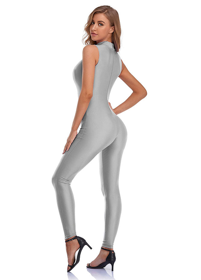 Womens Sleeveless Turtleneck Bodycon Unitard