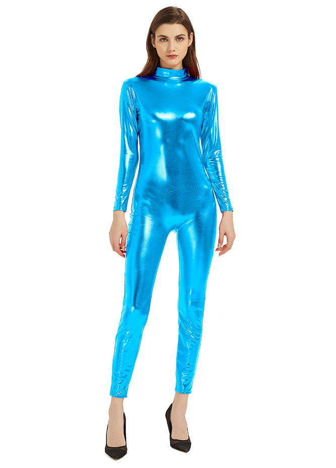turquoise shiny catsuit
