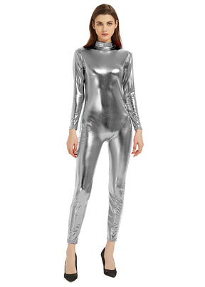 Speerise Women Shiny Metallic Unitard Catsuit