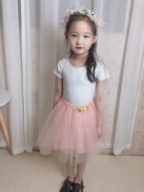 Wedding Flower Girls White Leotard with Short Sleeve