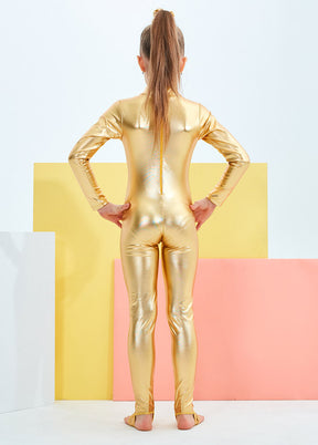 Gold girls metallic unitard