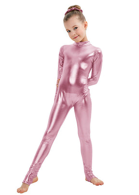 Pink girl's metallic unitard