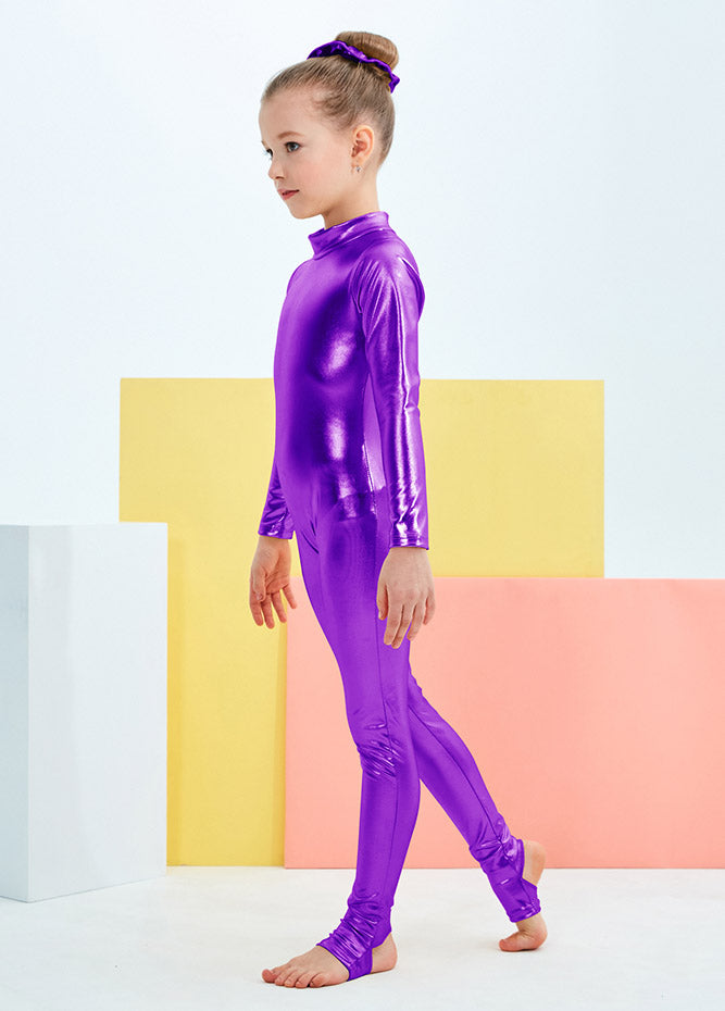 Purple girl's metallic unitard