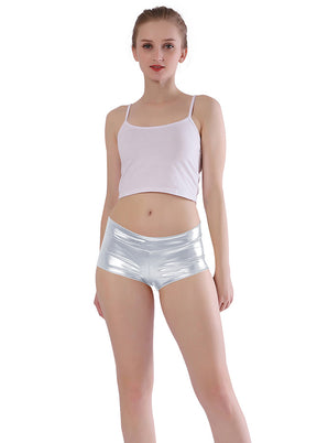 Ladies Shiny Metallic Rave Booty Shorts