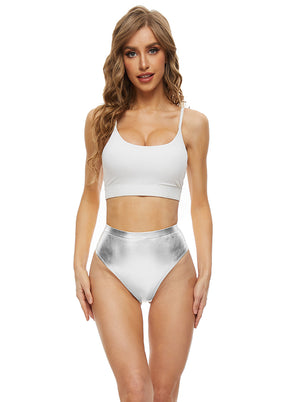 Womens Thong Shiny Metallic Rave Bottoms