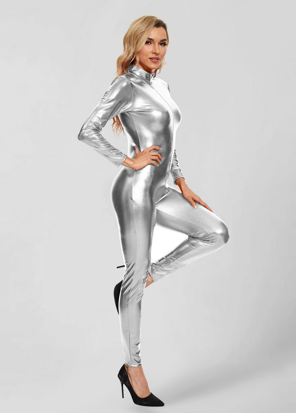 Silver Metallic Catsuit Bodysuit