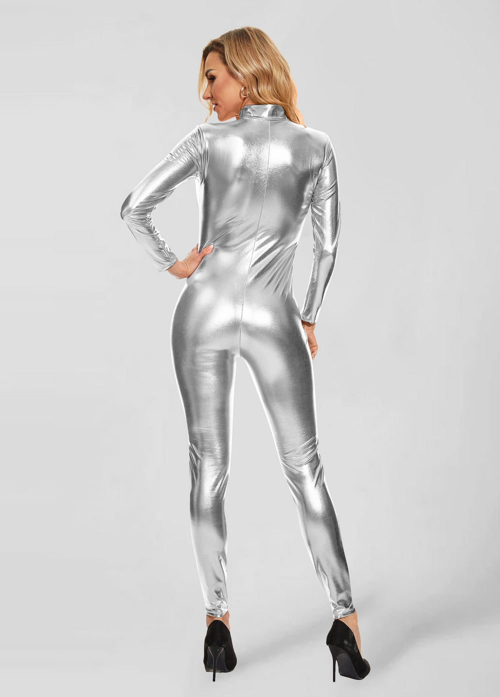 Silver Metallic Catsuit Bodysuit
